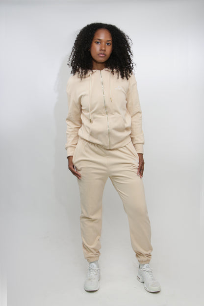 Velvet Zipper Hoodie Set