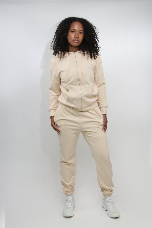 Velvet Zipper Hoodie Set